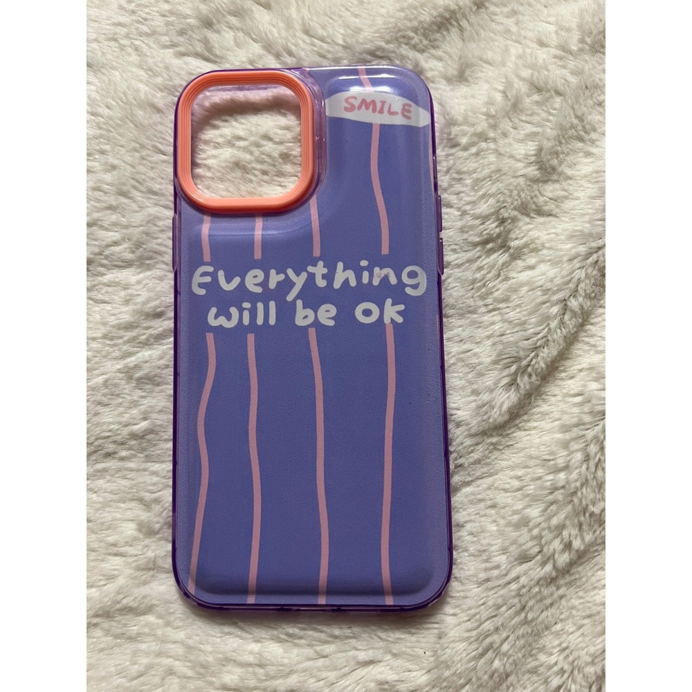 Purple IPhone‎ 13 Pro max Phone Case Everything Will Be OK Smile Design